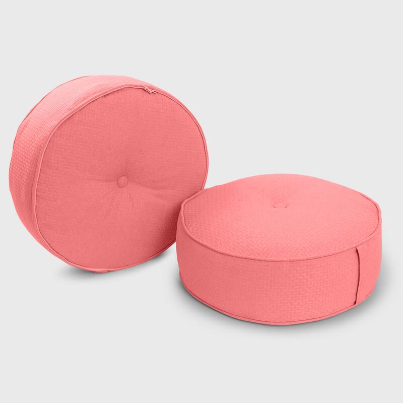  Pack of 2 Pink Living Room Round Pouf Ottoman | Rulaer