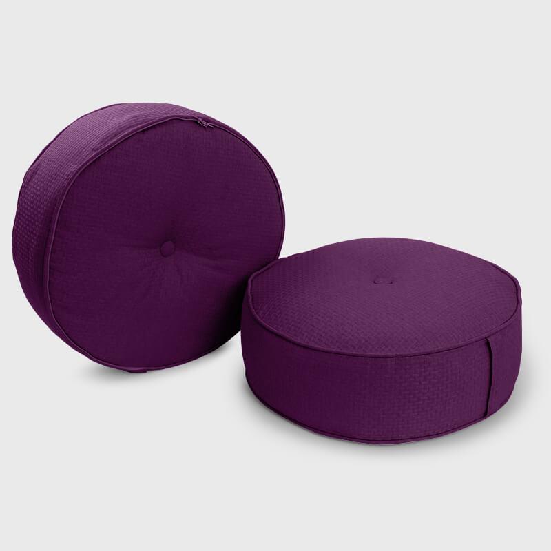 Pack of 2 Wine Living Room Round Pouf Ottoman | Rulaer