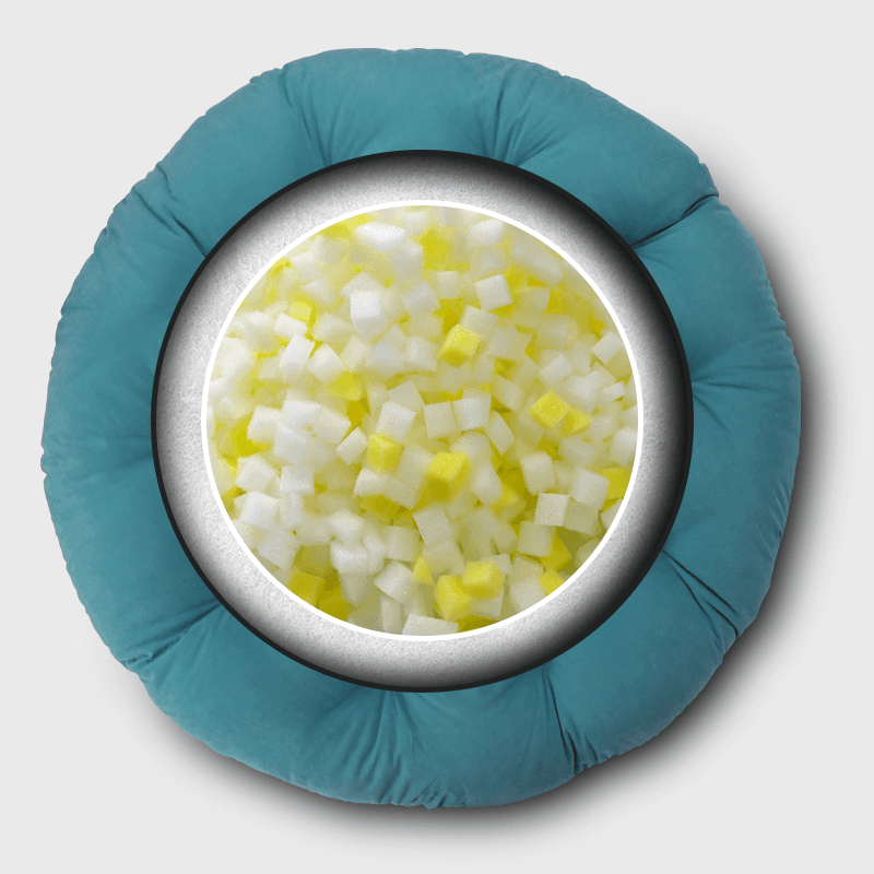 The combination of sponge particles and silk floss offers a lightweight, well-ventilated and resilient cushion. | Rulaer