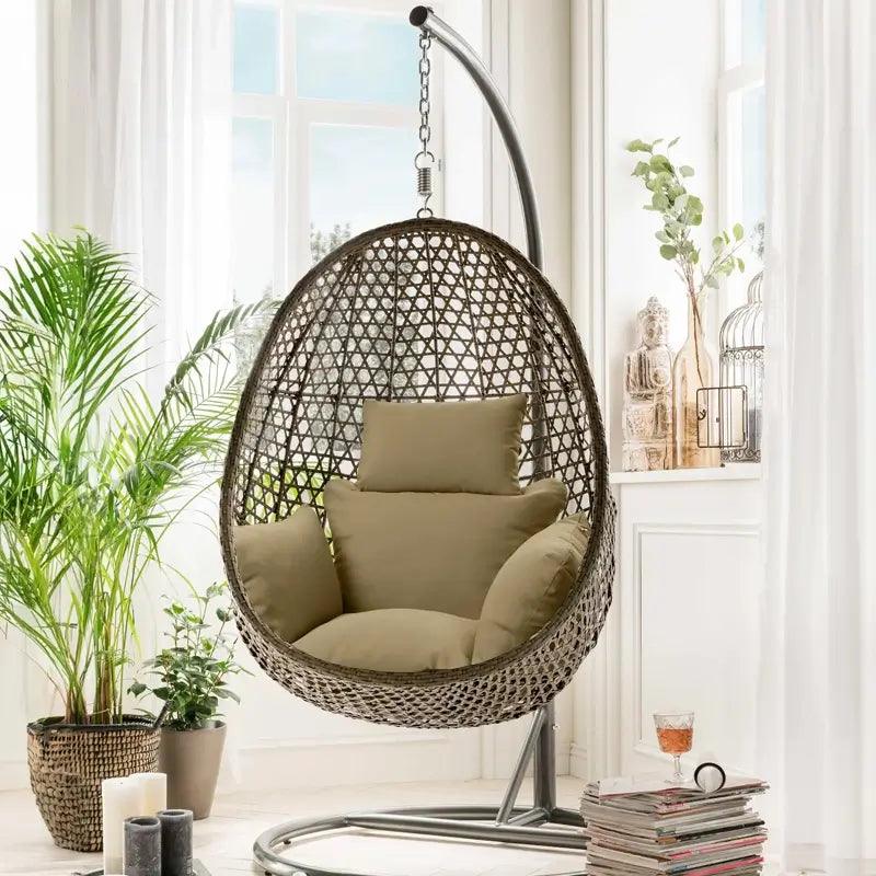 Place the Outdoor Hanging Basket Egg Chair Cushion in your indoor lounge area, such as a living room or sunroom | Rulaercushion