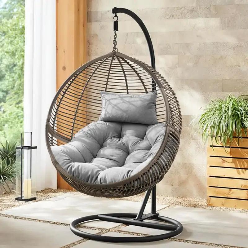 Placing Tufted Swing Hanging Egg Chair Cushion in gardens or backyard Rulaercushion-14