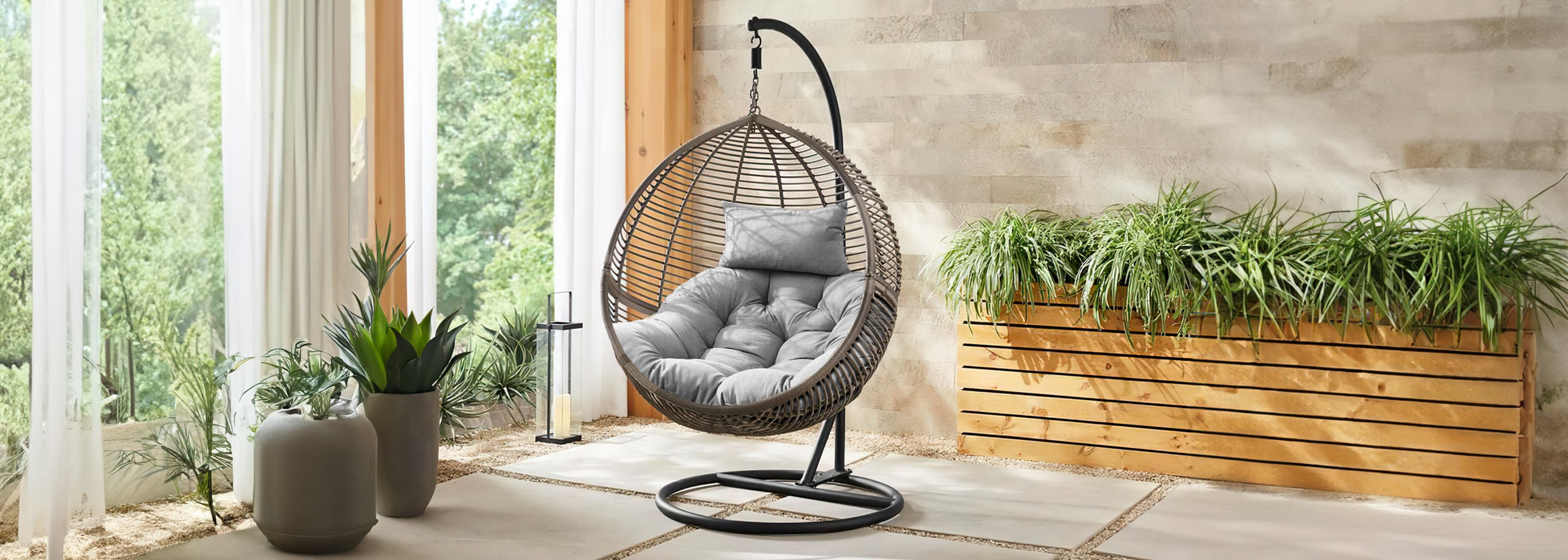 Placing Tufted Swing Hanging Egg Chair Cushion in gardens or backyard spaces provides a tranquil spot to enjoy nature. | Rulaercushion