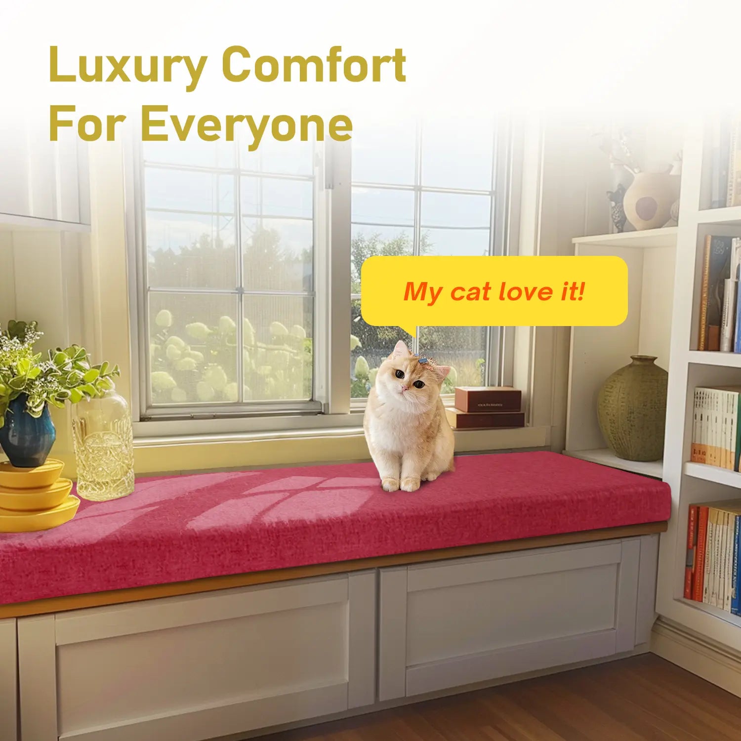 Rulaer window bench cushion indoor are friendly with cat and dog