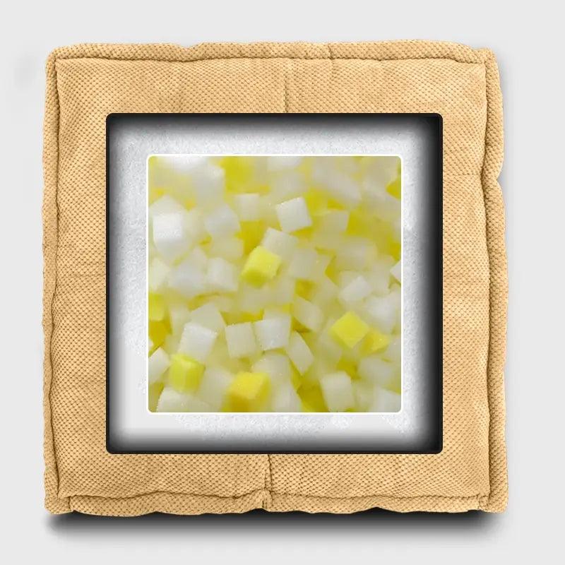 Square Meditation Floor Pillow for Yoga with Yellow Color has sponge particles and silk floss, super light weight good rebound effect | Rulaercushion