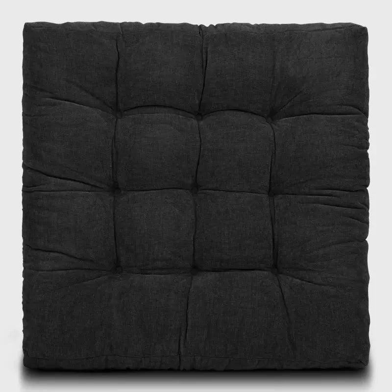 Square Tufted Floor Pillow for Living Room with Black color is perfectly blends with your indoor living room or reading room, even outdoor patio | Rulaercushion