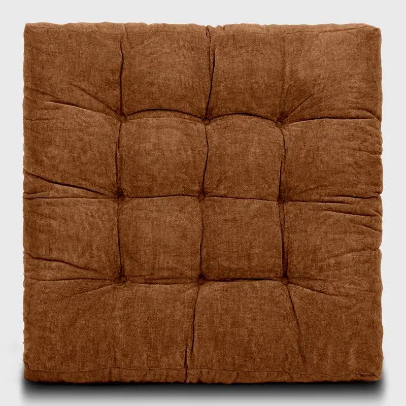 Square Tufted Floor Pillow for Living Room with Deep brown color is perfectly blends with your indoor living room or reading room, even outdoor patio | Rulaercushion