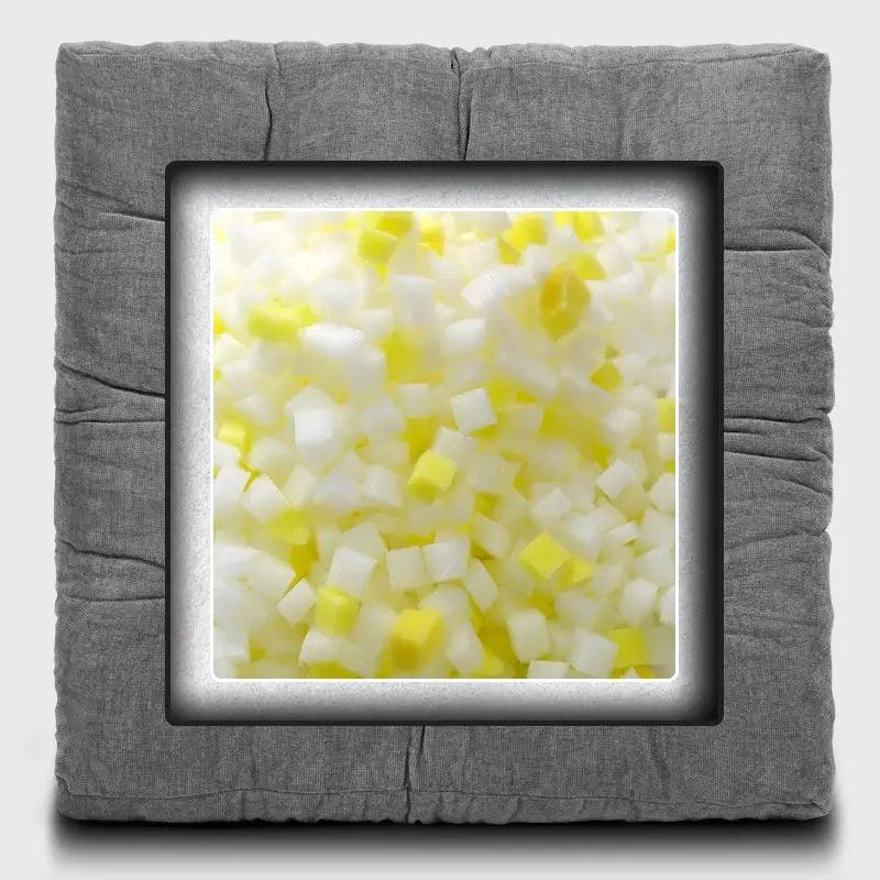 Square Tufted Floor Pillow for Living Room with gray color has sponge particles and silk floss, super light weight good rebound effect | Rulaercushion