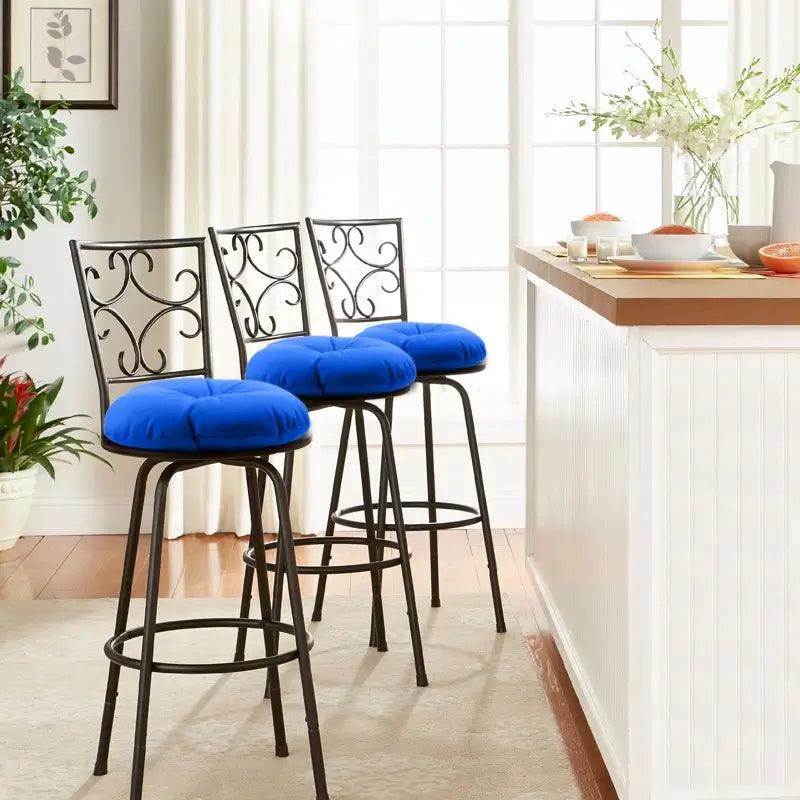 Patio Round Bar Stool Cushion with Blue Color has fashion appearance and soft touch, suitable for the counter bar stools. | Rulaercushion