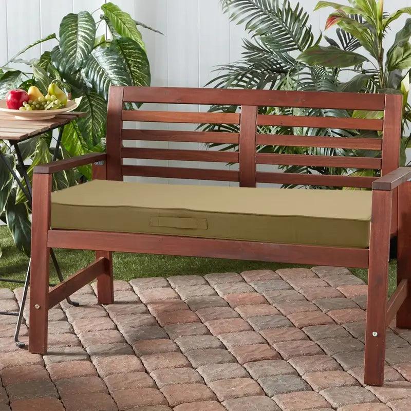 The Khaki color Garden Waterproof Bench Cushion is suitable for garden furniture | Rulaercushion