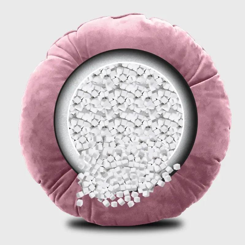 The Round Bistro Chair Cushion with pink color has sponge particles and silk floss, super light weight good rebound effect | Rulaercushion