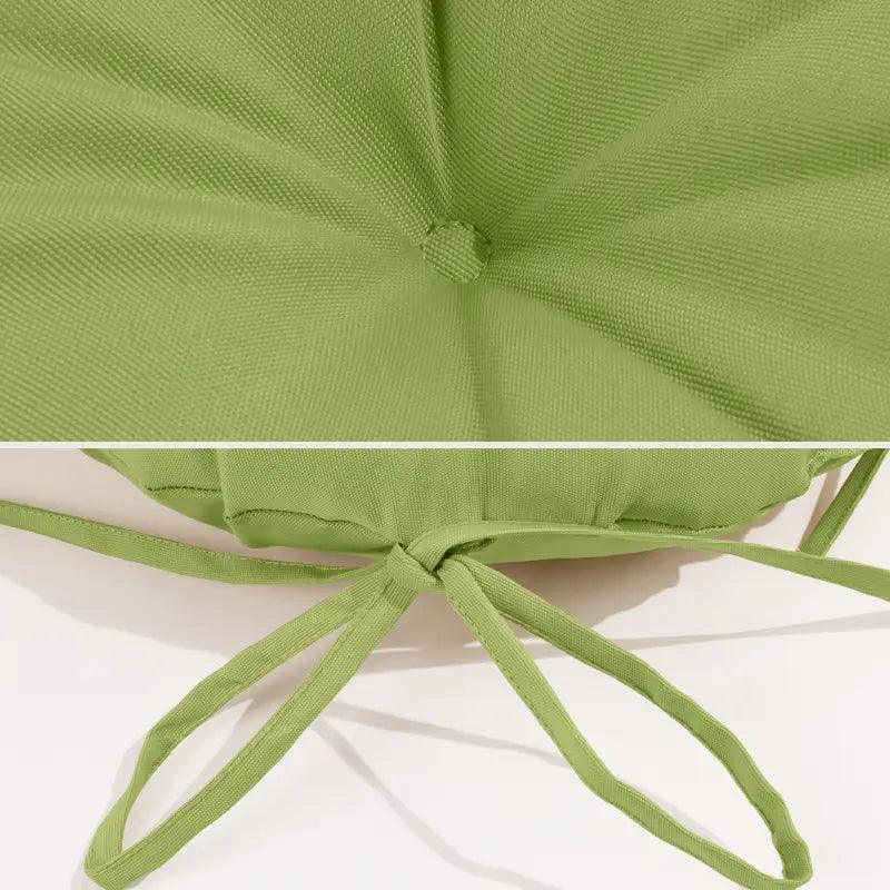 Fixed button makes Grassy green Color Outdoor Tufted Round Chair Cushion more elegant, and the bandages can fix the round outdoor chair very tightly and protect your body well. | Rulaercushion