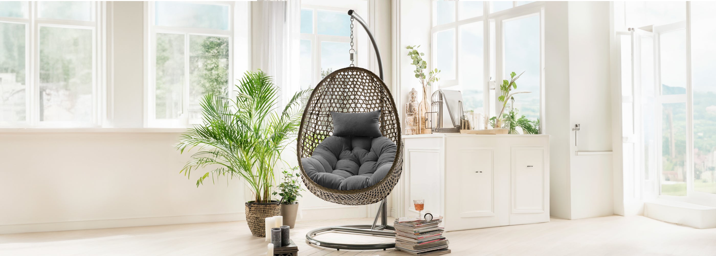 Tufted Swing Hanging Egg Chair Cushion can be incorporated into bedrooms, creating a relaxing and comfortable space for reading or unwinding. | Rulaercushion