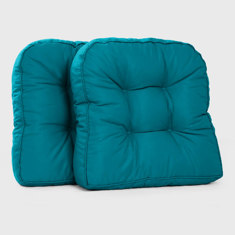 Two Peacock blue Piece of Garden Waterproof Chair Cushions are waterproof and durable | Rulaer