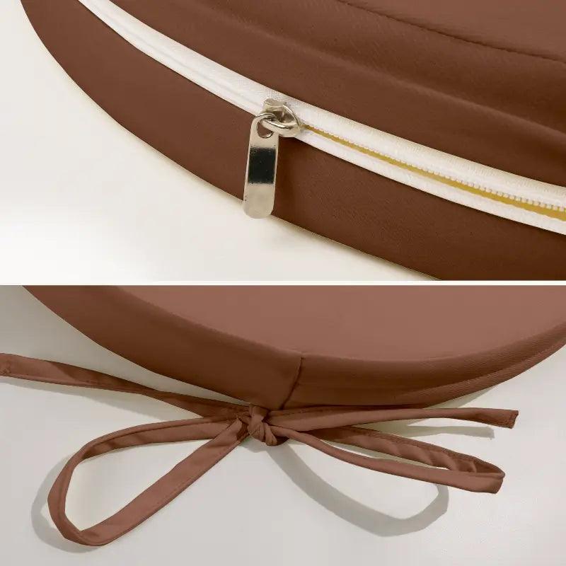 Waterproof Bistro Round Chair Cushion With Ties with Deep brown Color, designed with straps and hidden zipper, is a beautiful ornament in your counter bar stools or bistro chair, super cozy and stable | Rulaercushion