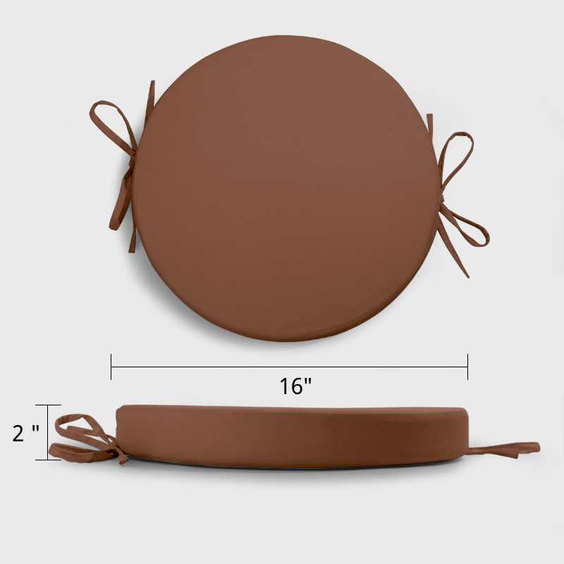 Waterproof Bistro Round Chair Cushion With Ties with Deep brown Color has many size selections, highly decorate and protect your counter bar stools or bistro chair, super cozy for sitting | Rulaer