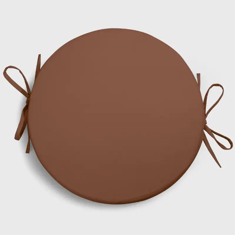 Waterproof Bistro Round Chair Cushions With Ties with Deep brown Color, super cozy and stable, could be a beautiful ornament for your indoor counter bar stools or outdoor bistro chairs or round dining chairs | Rulaercushion