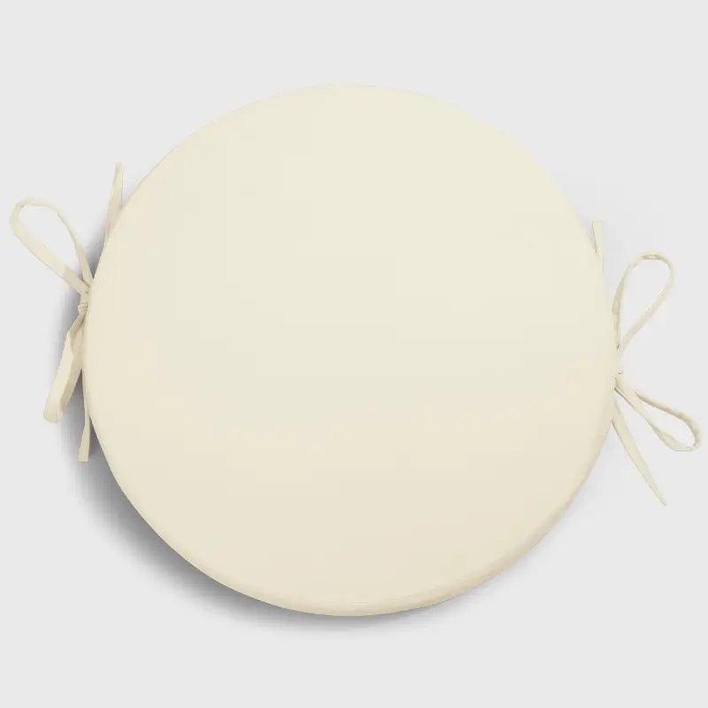 Waterproof Bistro Round Chair Cushions With Ties with Ivory Color, super cozy and stable, could be a beautiful ornament for your indoor counter bar stools or outdoor bistro chairs or round dining chairs | Rulaercushion