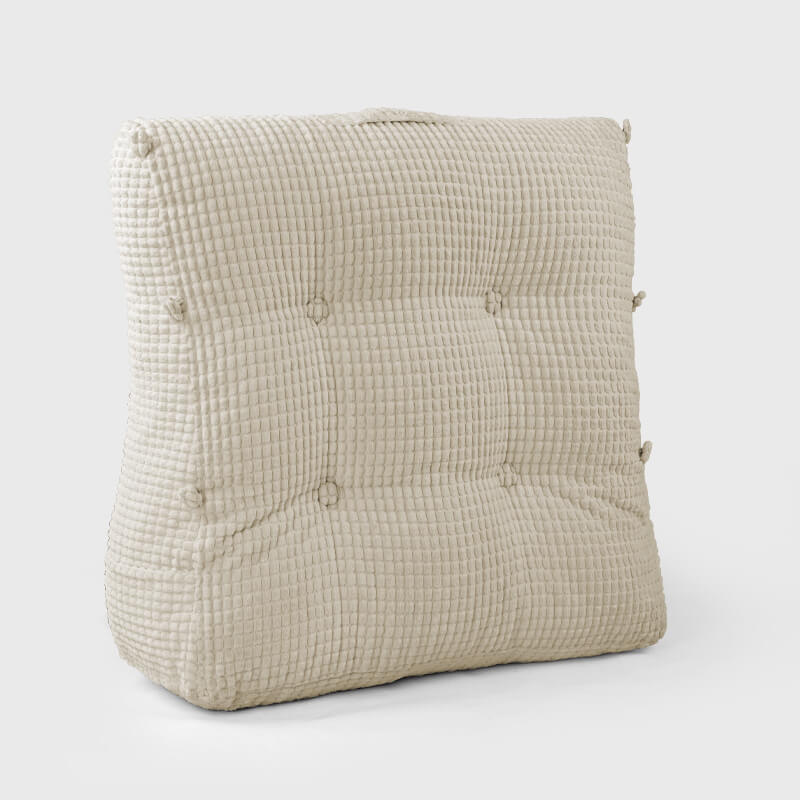 White Bedroom Headboard Back Cushion is made of corn kernel corduroy which make it has special texture. | Rulaer cushion