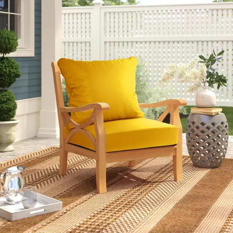 Yellow Indoor or Outdoor Deep Seat Cushion can be a spotlight of your patio wodden arm chair, indoor home furniture and garden chair | Rulaercushion