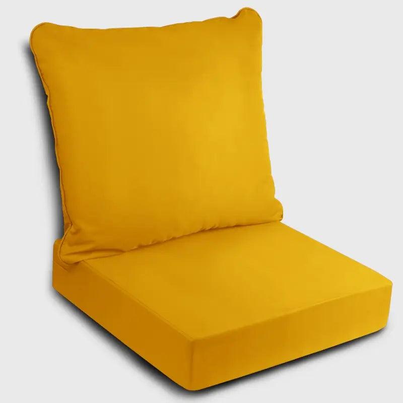 Yellow Indoor or Outdoor Deep Seat Cushion is well decorated with your outdoor garden chair | Rulaercushion