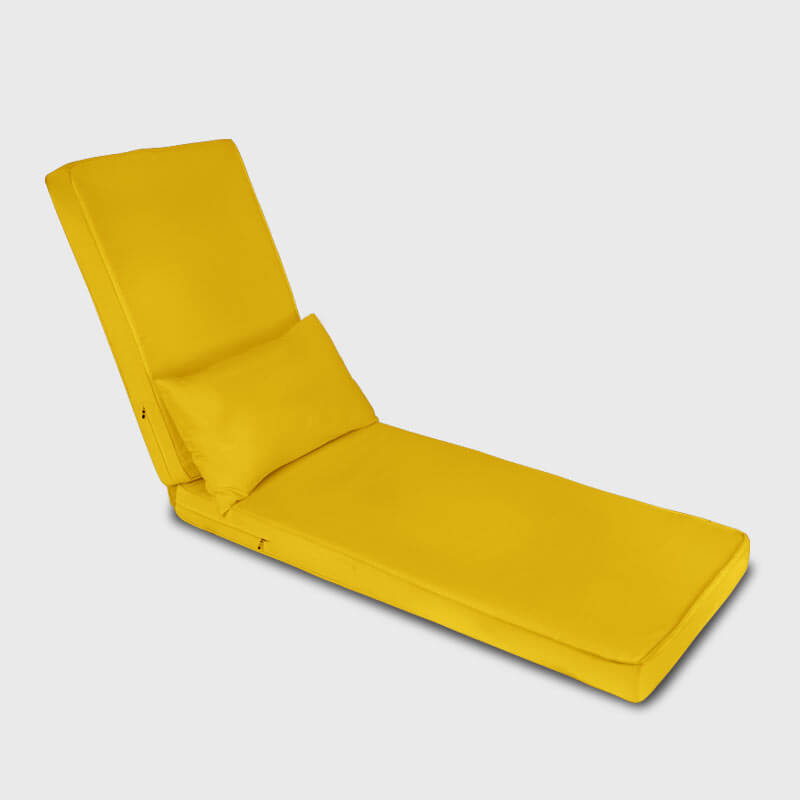 Yellow Outdoor Waterproof Chaise Lounge Cushion is used in patio chair | Rulaer cushion